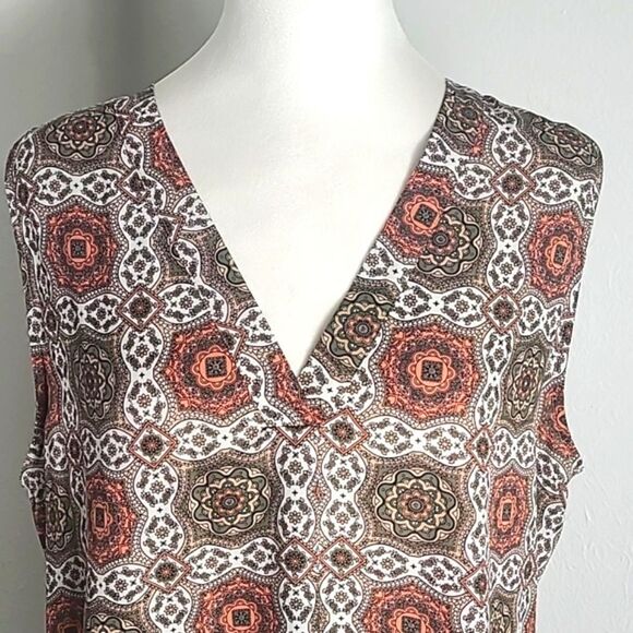 Violet & Claire Sleeveless Top, Brown & Rust Print, Size XL - Picture 2 of 8